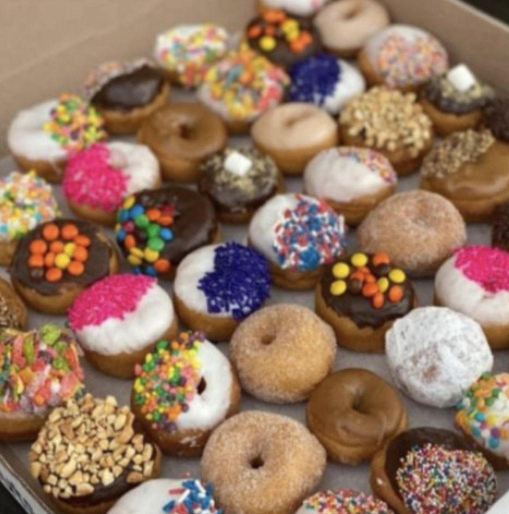 variety of donuts in a box
